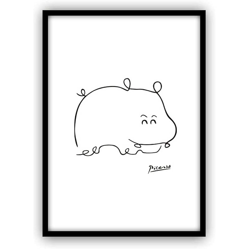

picasso hippo painting with frame poster aoipro (black frame)