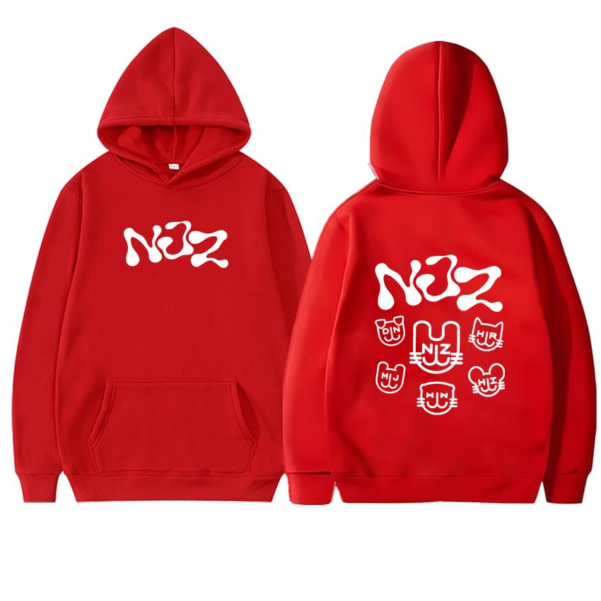 New In NJZ Letter Pattern Streetwear Hoodies Men Women Double Sided Printed Fleece Long Sleeve Sweatshirts Loose Pullover Unisex