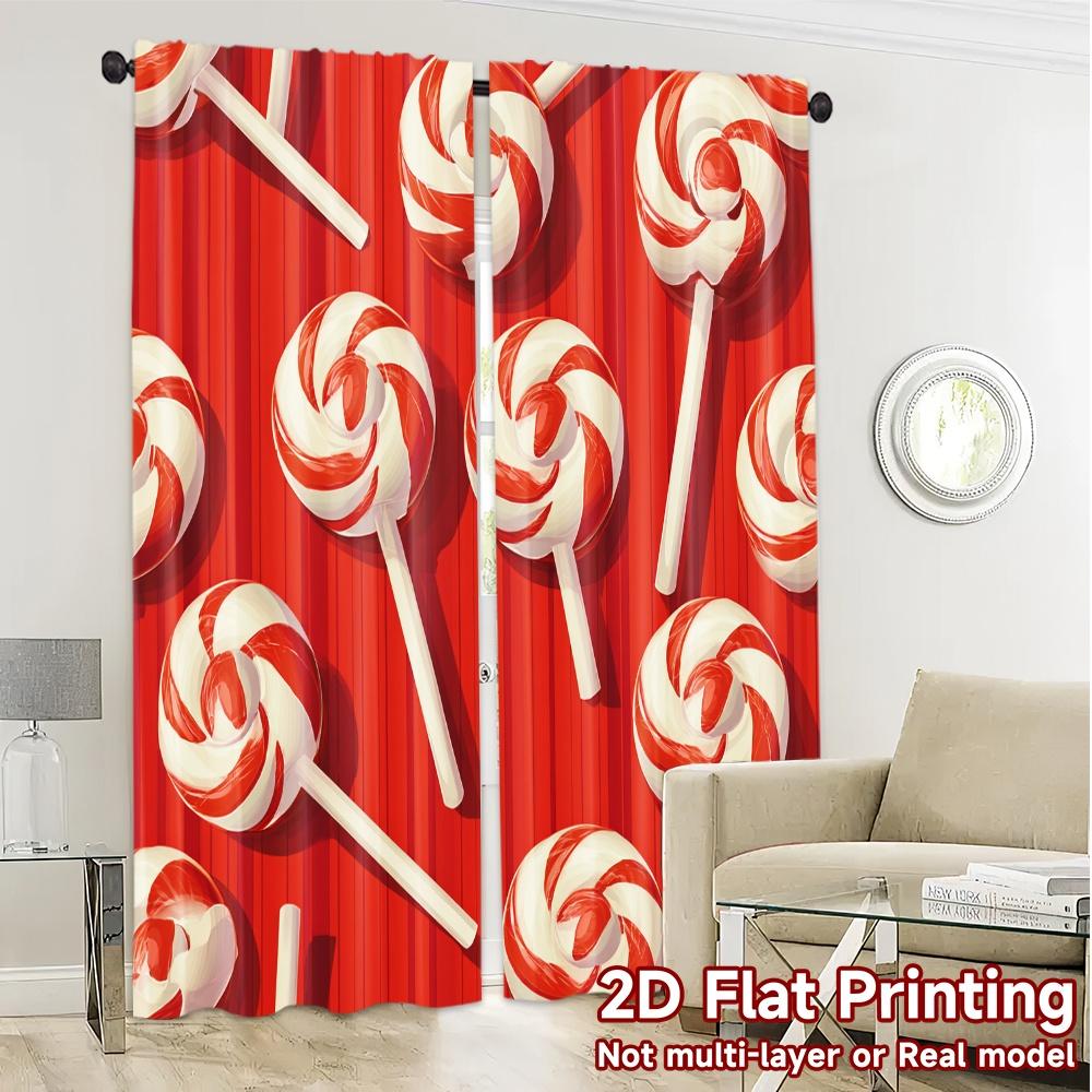 Flat Printing Jit Curtains Without Rod Candy Swirl Curtain Print Yarn Holiday Perfect Set Of 2 Modern Made Polyester Washable