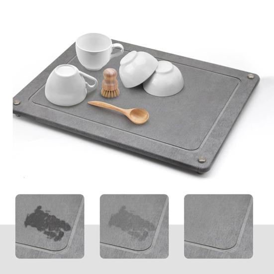 Drain Mat for Kitchen Counter 15.7" X 11.8" Large Dish Drying Mat Diatomaceous Earth Mat for Kitchen Sink Organizing