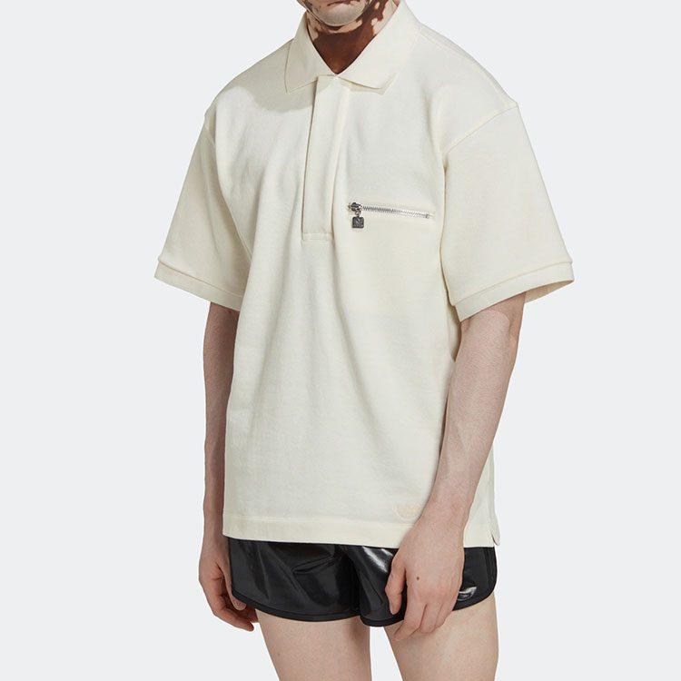 Adidas Originals Blue Version Collection Polo Shirts Men's Pink White Polo Collar Moderate Straight Fit HM2347