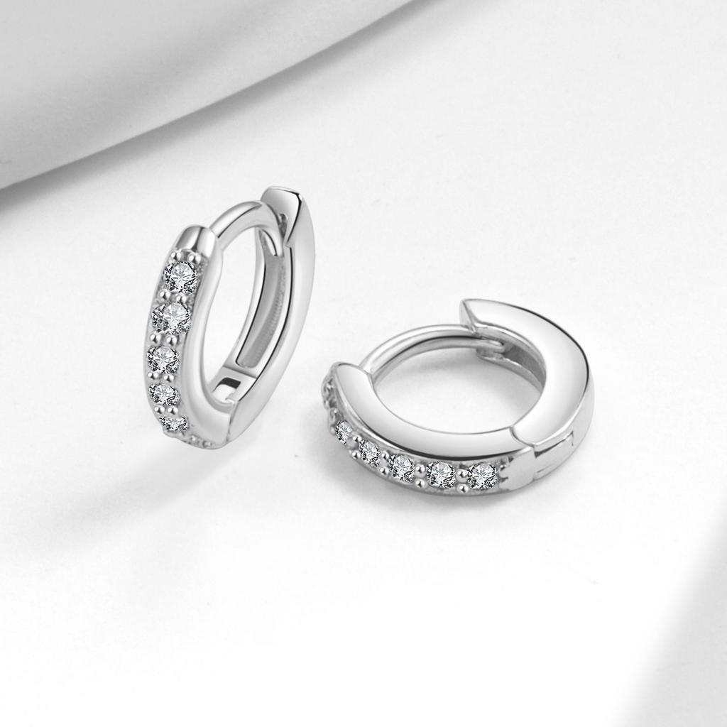 Luxury Gold Plated Round Huggie Earrings With Half Pave Crystals Chic High Quality Fashion Jewelry For Women