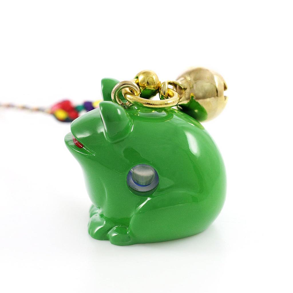 Frog Netsuke Strap Amulet Bell Frog Keychain Peephole Health Traffic Safety Green [Balzas]