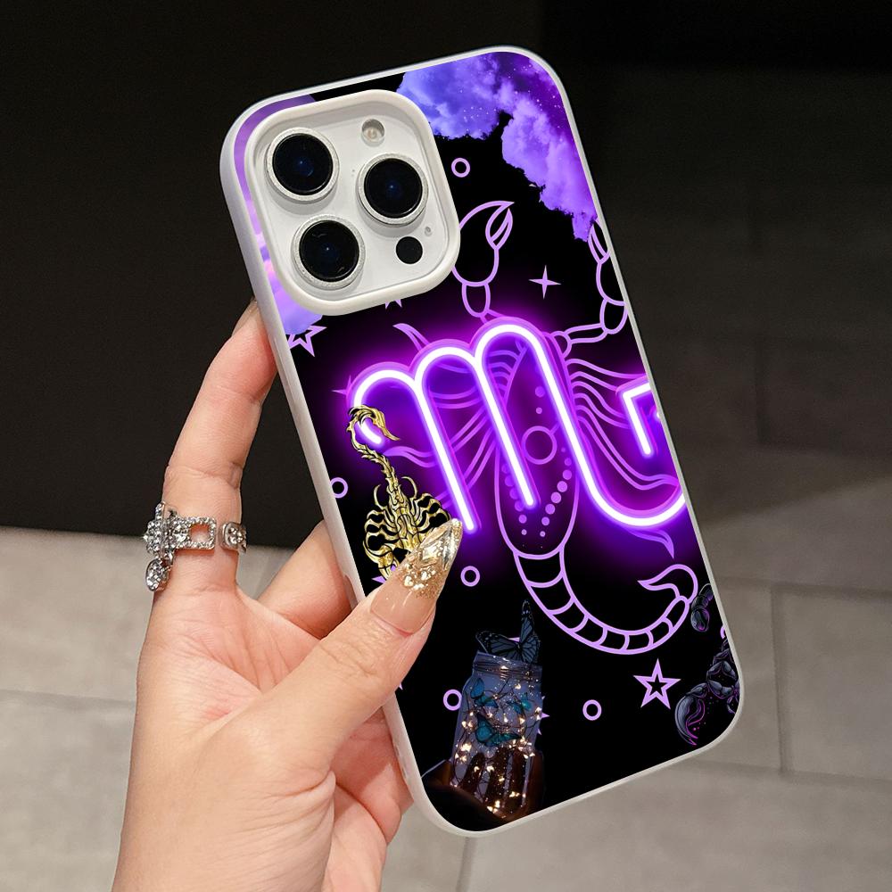 

Zodiac Sign Scorpio Phone Case for iPhone 17 16 15 14 13 12 11 Air Pro Max Plus Jelly Double layer White Cover iPhone 14