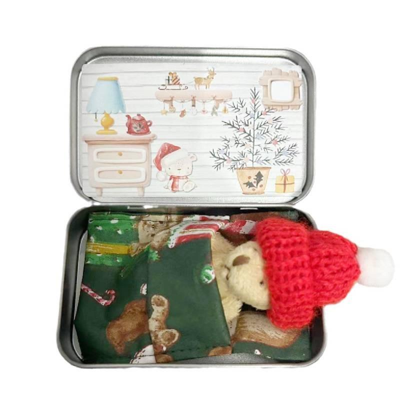 

Cozy Christmas Eve Box Bear Plush Teddy Bear In White Red And Green Colors зелений