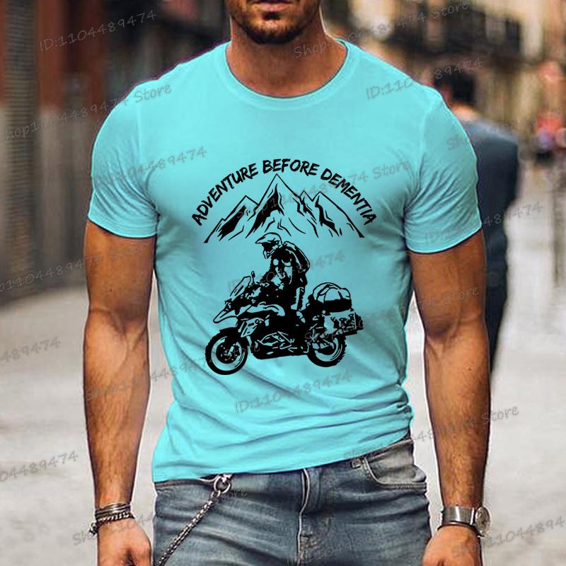 Funny Mountain Adventure Motorcycle T-shirts Harajuku Fashion Men T Shirt Adventure Before Dementia Shirts for Men Women