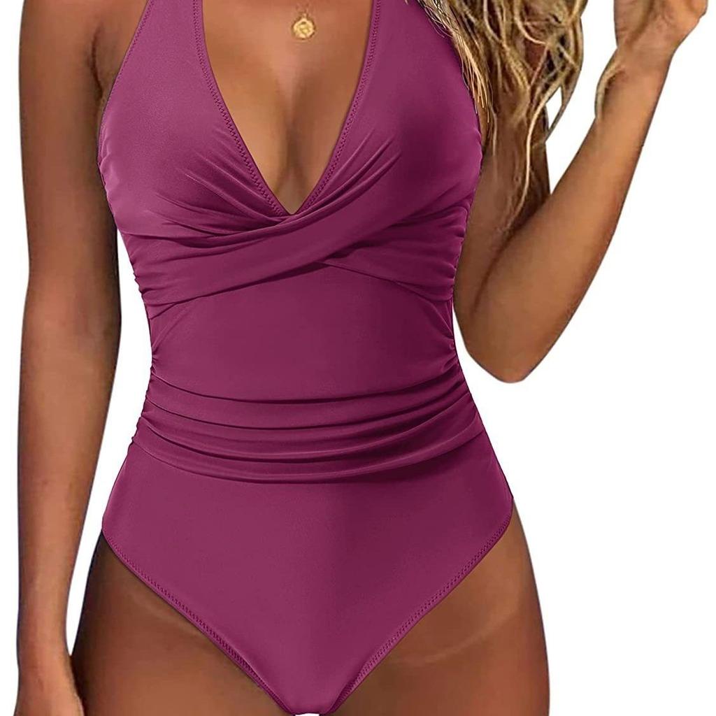 New European and American Foreign Trade Tight One-piece Swimsuit Women's Backless Sexy Cross-color Swimsuit