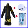 Anime One Piece Pirát Trafalgar D. Cosplay kostým Zákon o vodě Černý plášť Klobouk Kalhoty Dlouhá bunda do větru Párty Karneval Pánský oblek