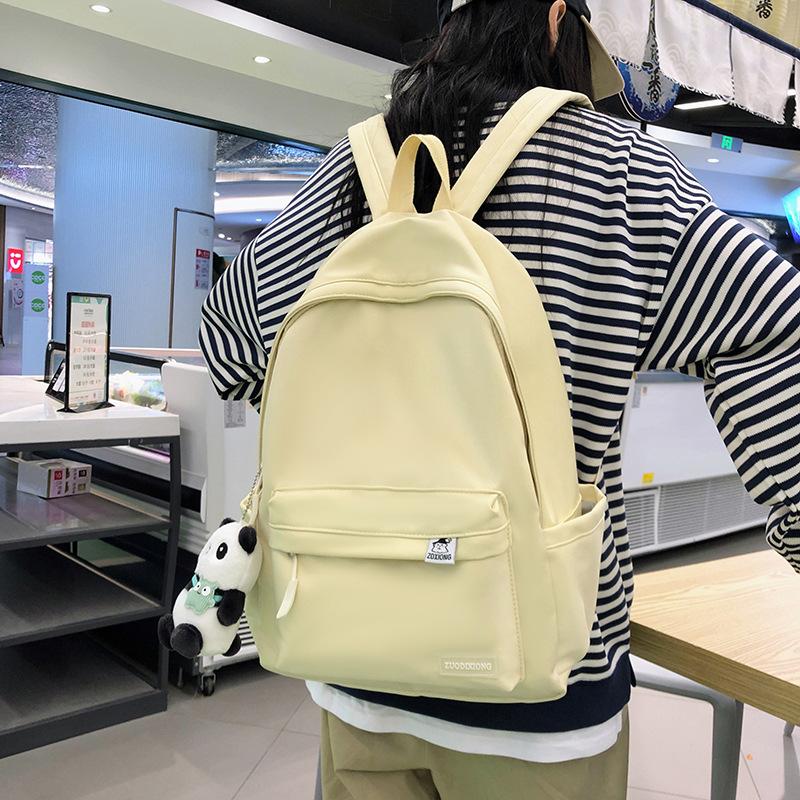 Casual Schoolbag Solid Color School Large Capacity Female Primary School Student Junior High School High School Student Nylon Backpack
