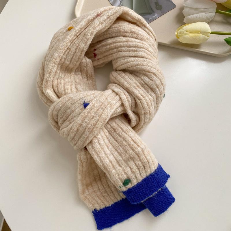 Girls' new winter versatile student gift warm scarf with wool knitted wool scarf