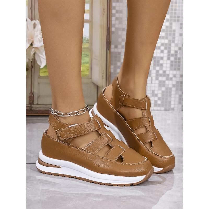 Women’s Hollow-Out Platform Summer Sandals, Lightweight Casual Plus Size Slides