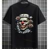 Unisexs Gothic Clown Graphic Tshirt  Smile Now Cry Later Design With Roses Shortsleeve Pure Cotton Streetwear Fashion Tshirt