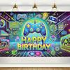 A distinctive game birthday party backdrop - a polyester banner with controller pattern design