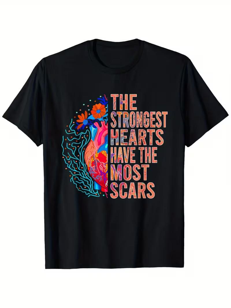 The Strongest Hearts Have Scars Open Heart Surgery Survivor T-Shirt Men S Trendy XXL
