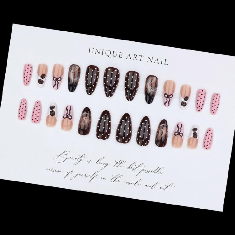 Fashionable French False Nail Pink Gradient Pattern Lightweight ABS Material Easy Application Nail Decoration