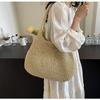 Large Capacity Straw Bag Women's Summer New Shoulder Tote Bag Seaside Vacation Beach Bag Woven Straw Tote Bag for Women