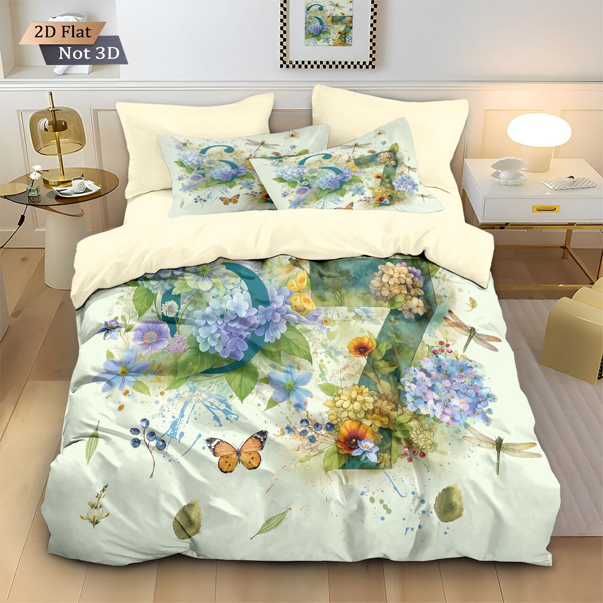 

Comforter 3Pcs Beautiful Floral 67 Element Print Coreless Down Multi Size Bedroom Bedding Decoration Machine Washable Comforter (quilt)-EU Single(135*200cm)3pcs