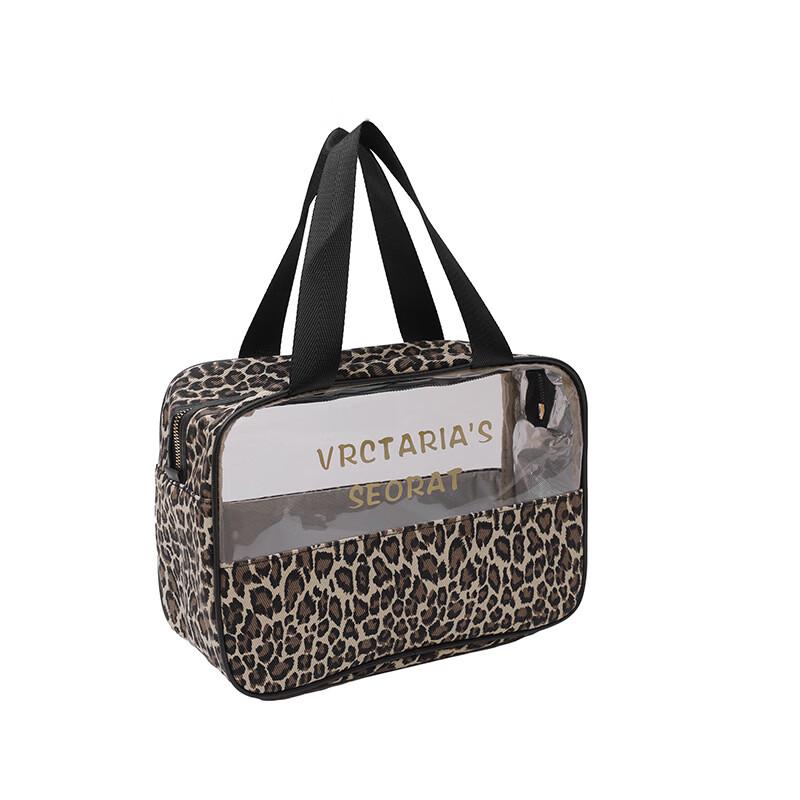 MDNG Leopard Print Semi-Transparent Cosmetic Toiletry Bag Small