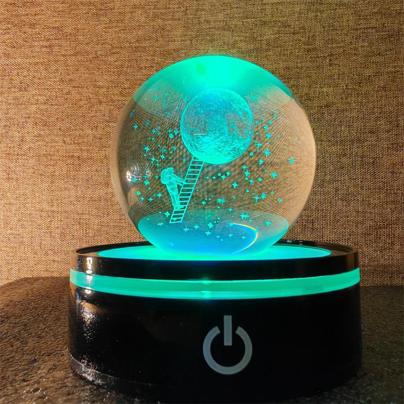 Solar System 3d kristallkula Kristallklot Laser snidad kristallkula med kulstativ Dekorativa planetsfärer Galaxy Födelsedagspresentprydnader