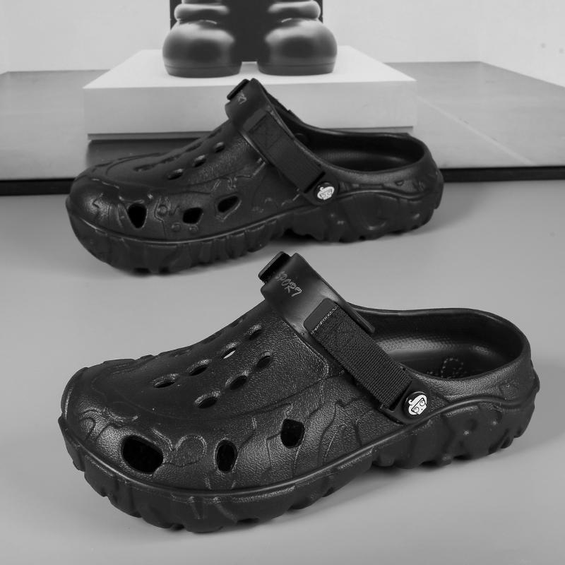 

Модные классические мужские тапочки Белые уличные садовые клоги Повседневные сандалии Черные унисекс с закрытым носком Слипоны Мужская дышащая пляжная обувь 40 чёрный