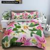 Floral King Queen Duvet Cover Fuchsia White Flower Bedding Set for Girl Women Colorful Plant Leaves 2/3pcs Polyester Quilt Cover