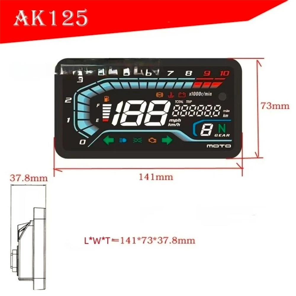 Universal 12V Waterproof Digital Led Motorcycle Speedometer Tachometer Rpm Gauge