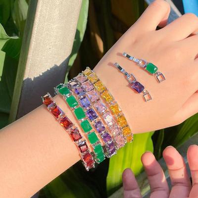 CMM Weihnachts-Geburtstagsgeschenk, rechteckige Tennisarmbänder mit Zirkonia