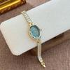 Light Luxury Fully Diamond Bracelet Women's Watches Elegant Oval Dial Quartz Watch Ladies Dress Wristwatches Clock Reloj Mujer