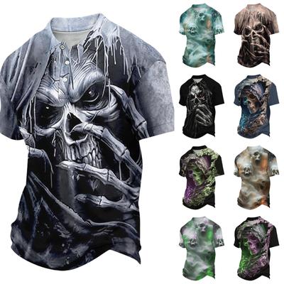 Men's Halloween Printed Short Sleeve T-Shirt Graphic Tee for Casual Wear