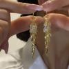 Earrings with Delicate Temperament, Light Luxury, High-end Feel, Wheat Ear Rings with Niche Design, Long Tassel Leaf Earrings, Ear Hooks