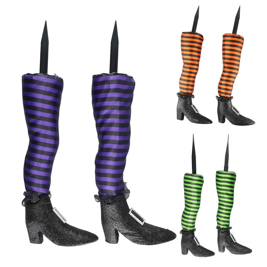 Halloween Party Decor 2 Pack Witch Legs Prosthetic Ornament for Outdoor Yard Featuring Foam and Fabric for Reusable Use