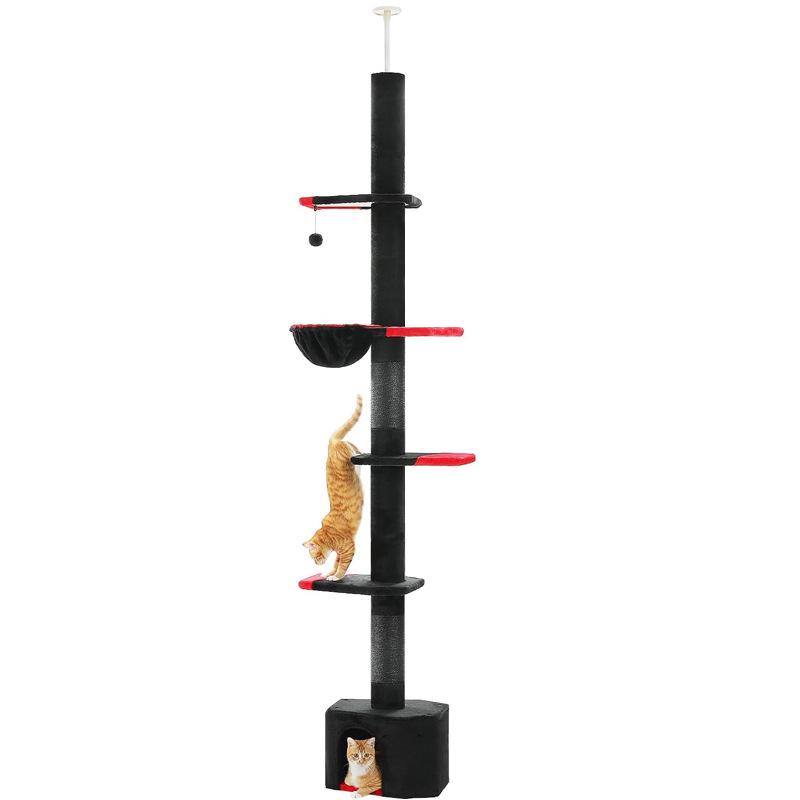Bat-Shaped Cat Tree with Durable Sisal Scratching Post, Climbing Frame, and Coffin Bed 30x40x240-260CM