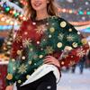 Women's Fashion Casual Long Sleeve Christmas Printed Round Neck Plus Velvet Thickened Sweatshirt