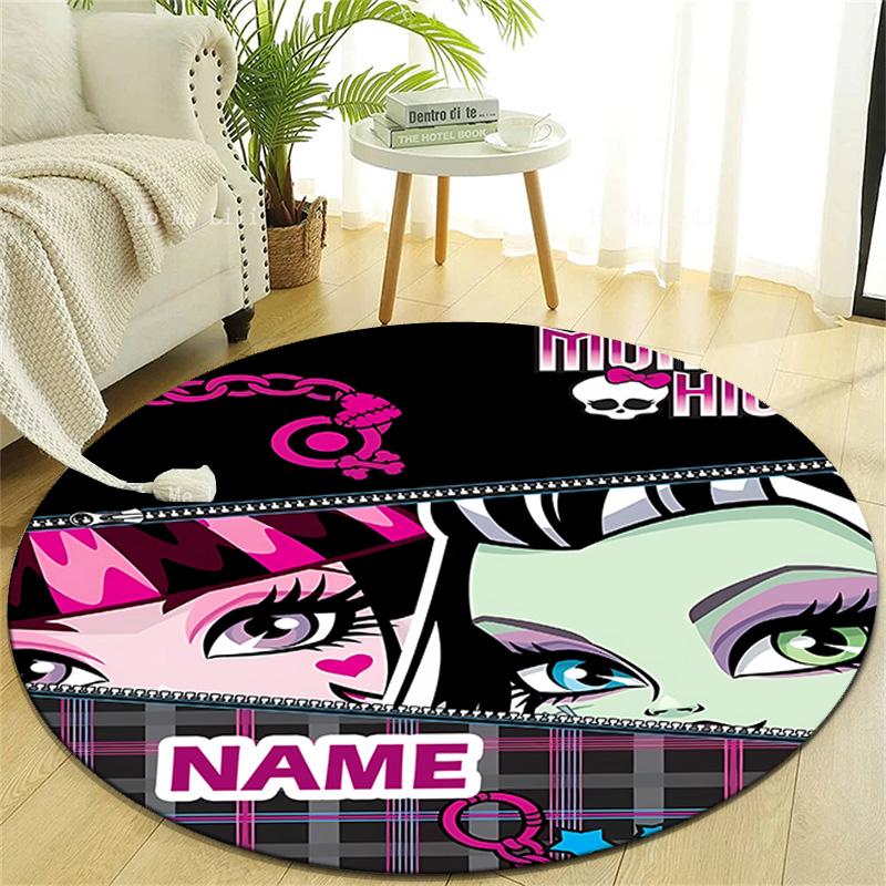 Personalized M-Monster High Draculaura Round Chair Office Rug - Perfect for Mat, Office Chair & More - Ideal Gift for Birthdays and Holidays