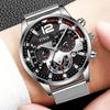 2pcs/set Fashion Mem's Calendar Quartz Watch, Casual Men's Stainless Steel Mesh Belt Wrist Watch & Men's Bracelet