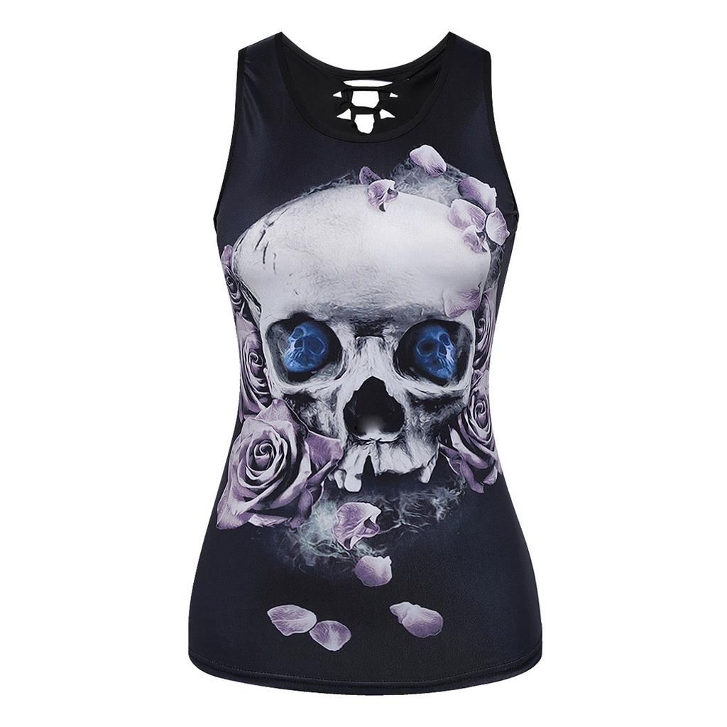 Chemises amples décontractées pour femmes, bretelles Spaghetti, sans manches, imprimé mignon, Camisole, débardeur