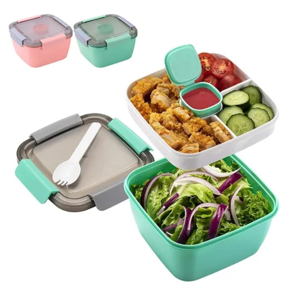 1100ml 1500ml Lunch Box Plastic Square Salad Box Food Storage Container   Office Worker