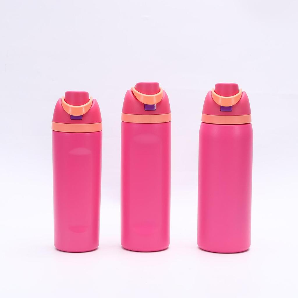 Double-Drink Lid Stainless Steel Insulated Sports Cup with Straw, Large Capacity, Flip-Top, Carry Rope