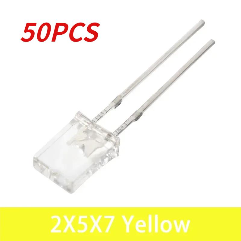 50/100PCS Square LED 2x5x7mm LED Transparent Luminescence Lights Diodes Kit White Red Yellow Blue Green Electronic Components