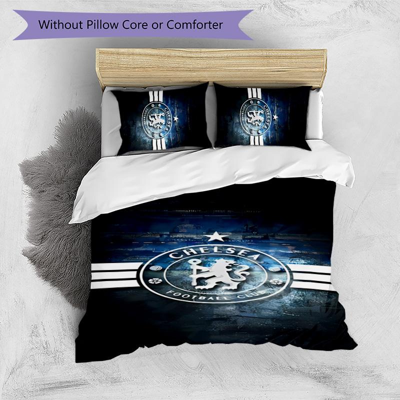 3pcs Chelsea FC logo pattern bedding set duvet cover set includes duvet cover &pillowcases,perfect all season bedroom decoration&gift