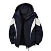 Unisex Plus Samt Verdickt Amerikanischer Stil Color-Block Kapuzen-Windbreaker, Große Größe, Lockere Passform, Outdoor Arbeitskleidung, Warmer Mantel