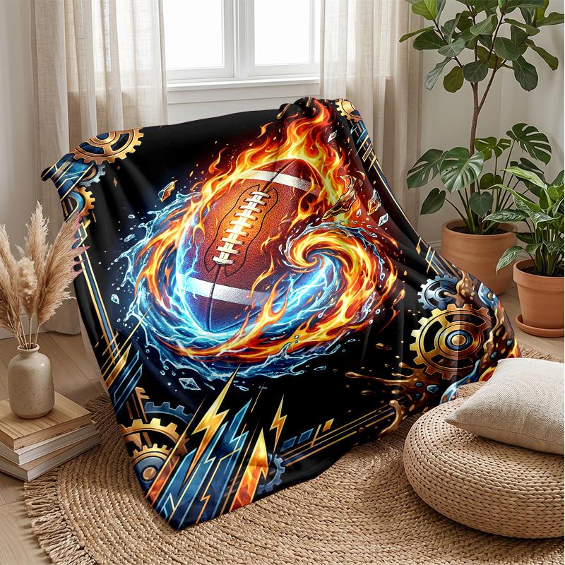 Stars and Football Magic Theme blanket Lightweight Warm Flannel Blanket Decorative Throw Blanket for Home Decoration
