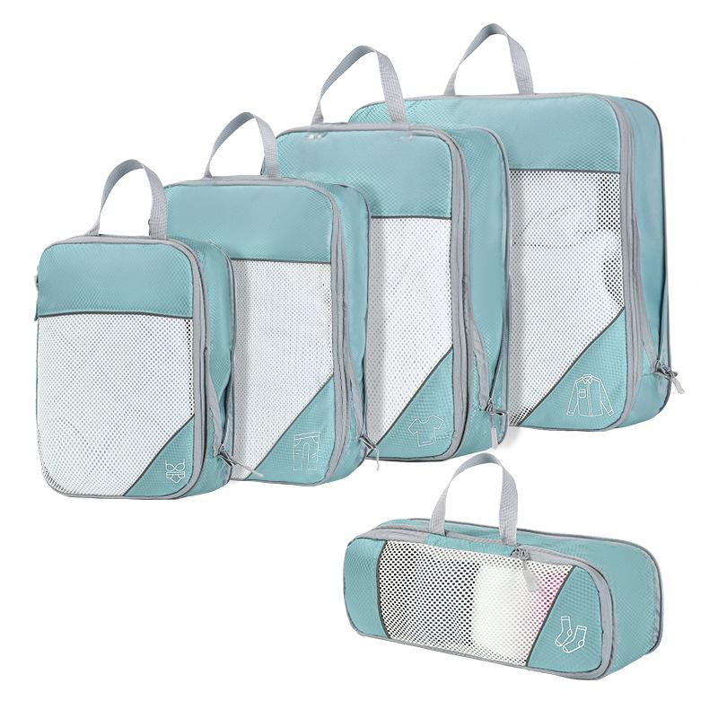 Four-Piece Compression and Moisture-Proof Travel Storage Bag Set for Luggage, Toiletries, and Makeup
