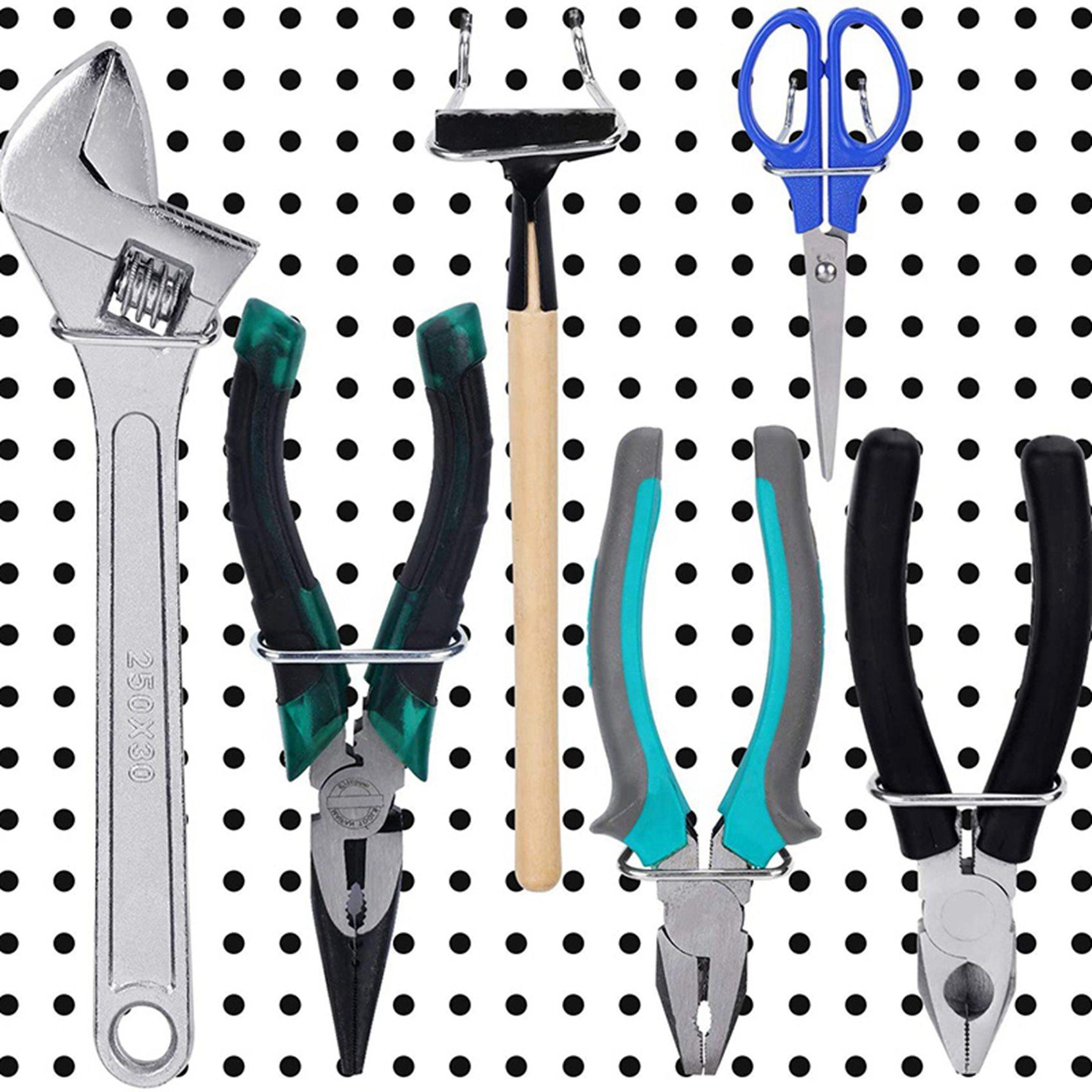 ABWR-60Pcs Pegboard Plier Holders, Stainless Steel Double Loop Pegboard Hooks Accessories Shelving Display Hooks For Store серебряный