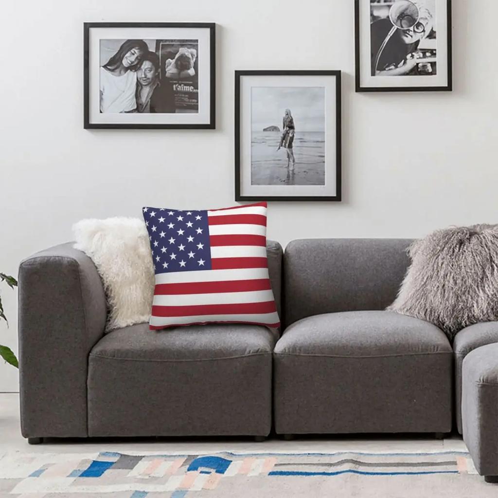 Usa Australia Flag Print Cushion Cover Super Soft Short Plush Pillow Covers 45*45 Throw Pillow Case Sofa Home Decor Pillowcase