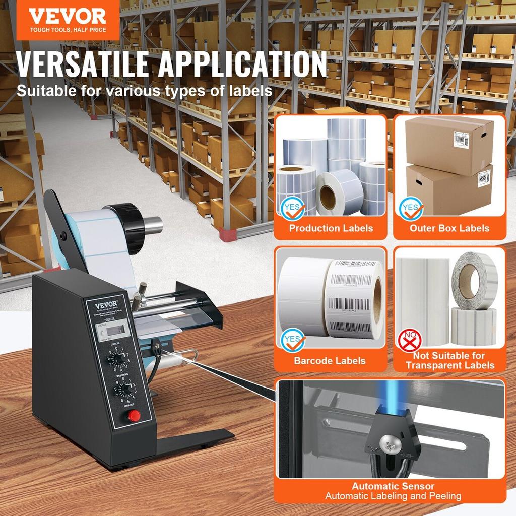 Automatic Label Dispenser, Width 0.6"-4.9"/15-125 mm, Length 0.1"-5.9"/3-150 mm, Automatic Label Stripper Label Separating Machine, Speed Adjustable