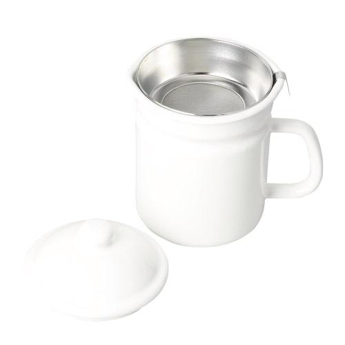 Pearl Metal Painted Finish Oil Pot, 1.1L, Enamel, Blanc Kitchen, HB-3678