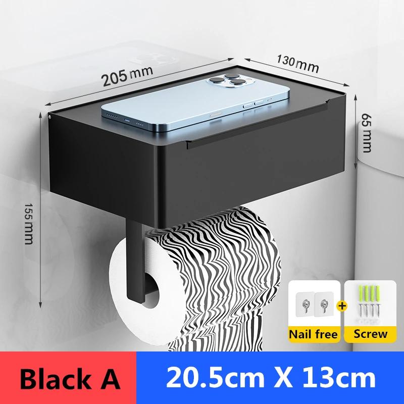 

Toilet Roll Holder Bathroom Storage Rack with Wipes Dispenser Black Multi-function Roll Paper Holder Stainless Steel Accessorie чёрный