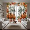 2pcs HD Autumn Thanksgiving Pumpkin Harvest Maple Leaf Decorative Curtain Red Tie Digital Printed Curtain Home Decoration Sty