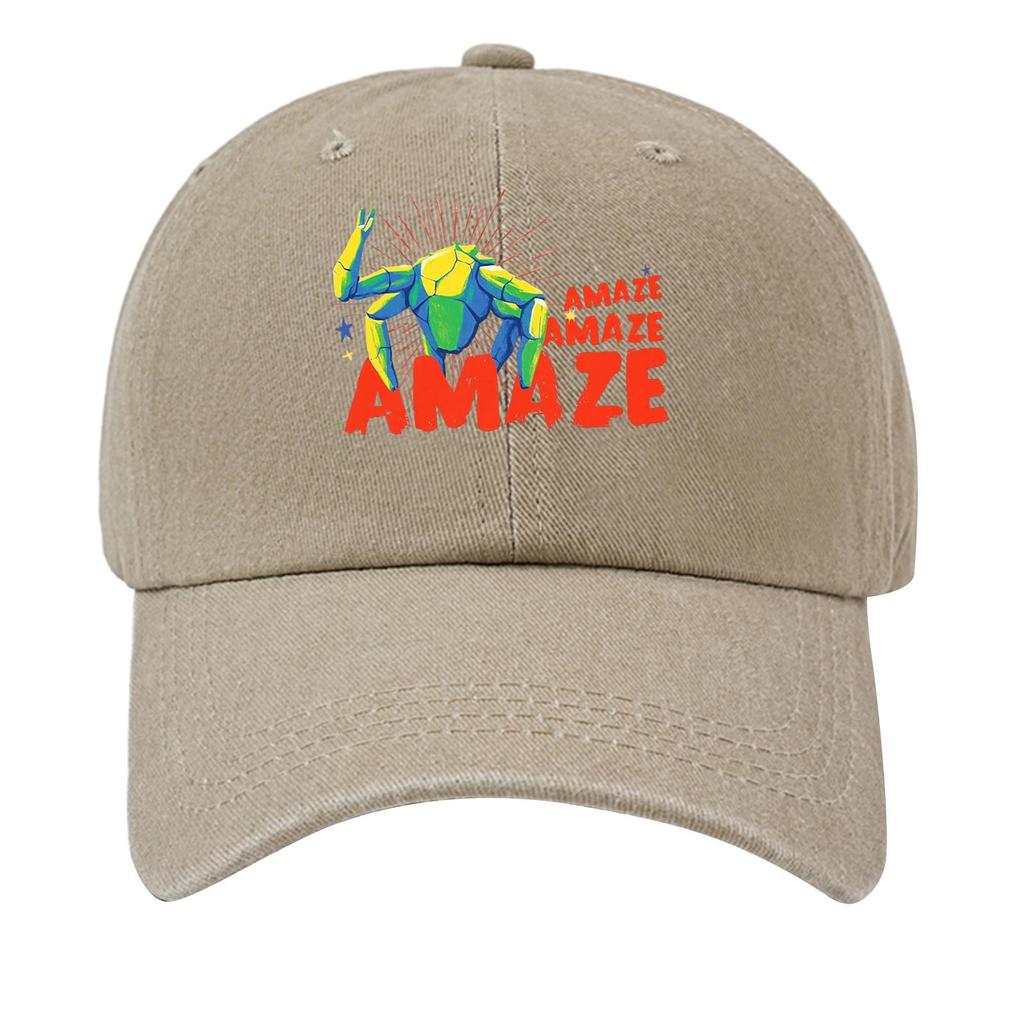 Washed Cotton Baseball Cap With Printed Distressed Soft Top Denim Hat For Men, European And American Retro Hat